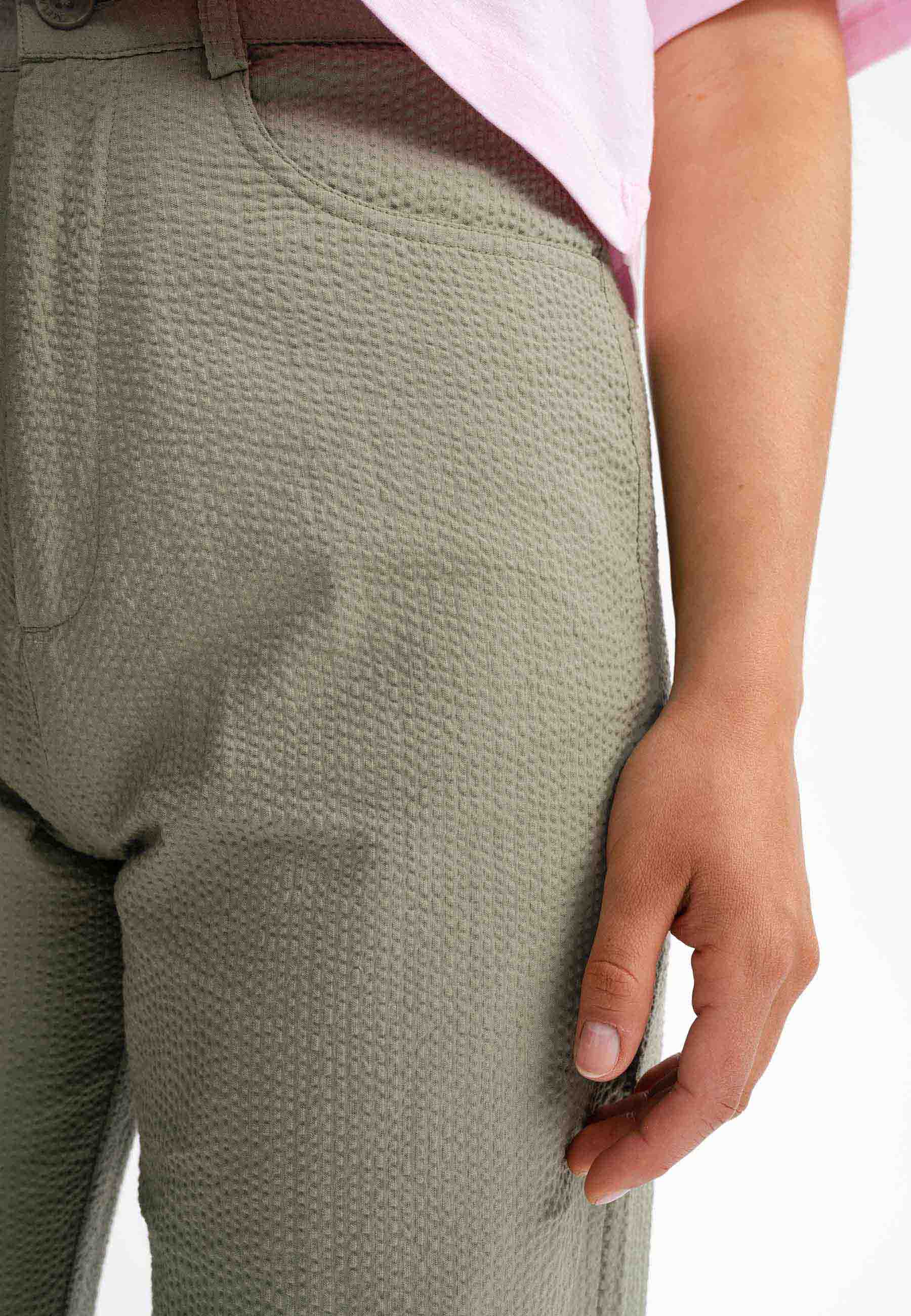 Seersucker Hose mit hohem Bund und weitem Bein Style PAULAMI - Image 10